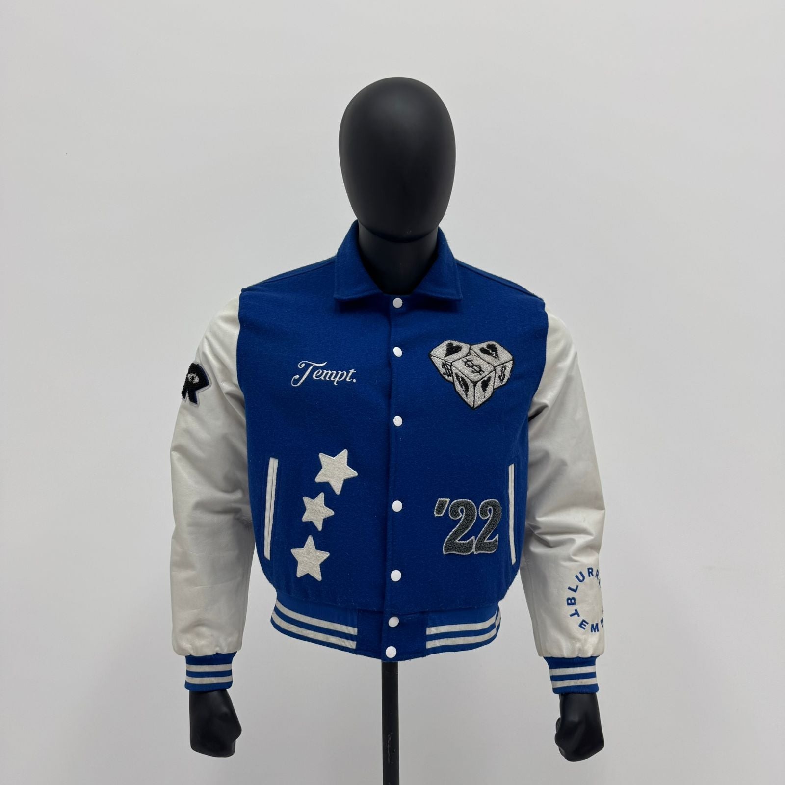 Genuine Cow Leather Sleeves Patch Work Varsity Jacket