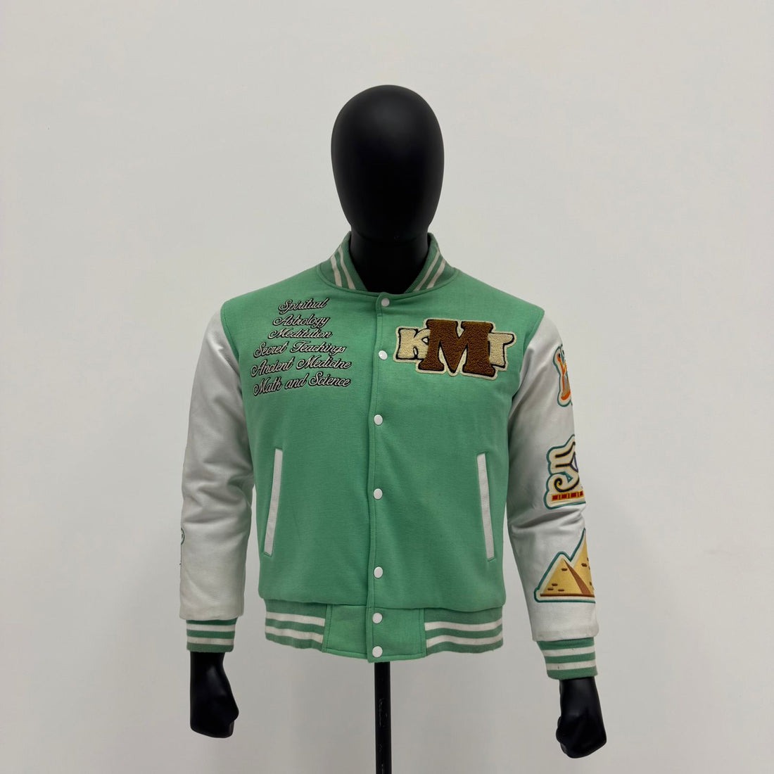 Wool Leather Sleeves Embroidery & Chenille Patch Work Varsity Jacket
