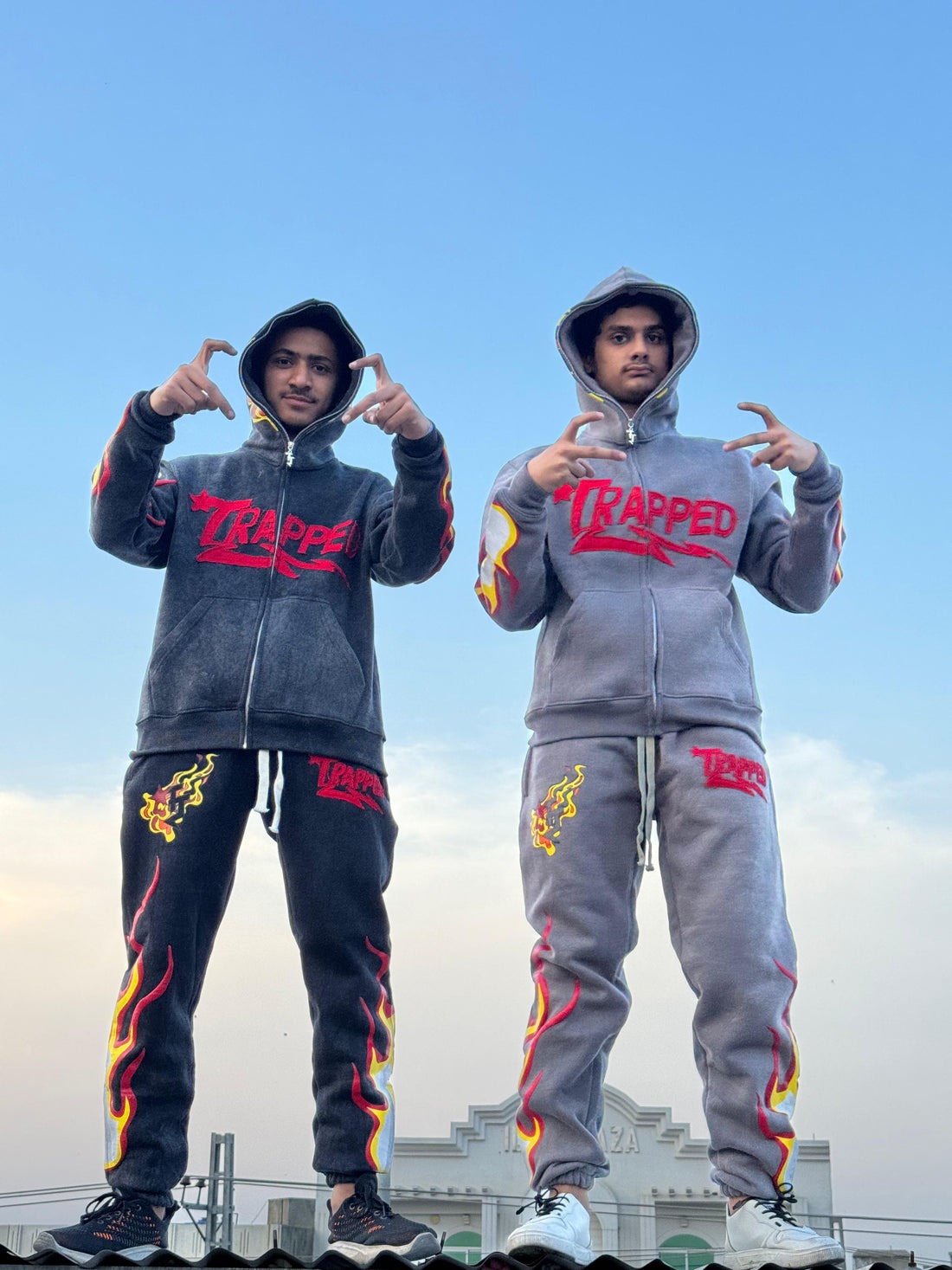 Stone Wash Graphic Sweat Suits