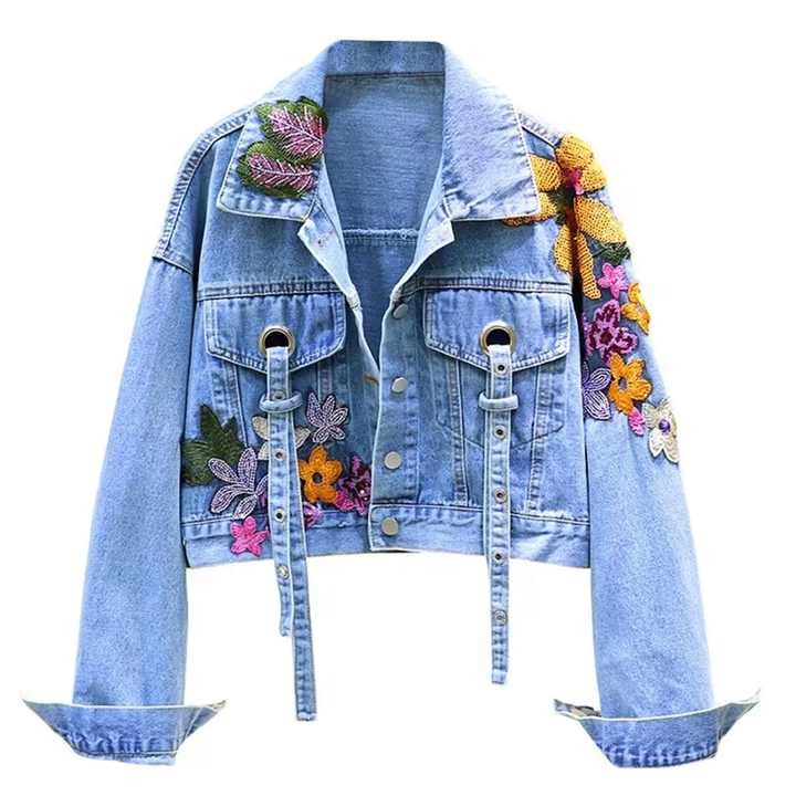 Floral Embroidery Women's Denim Jackets
